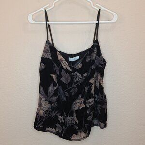 SAGE the Label Top Women Small Black Floral Velvet Camisole Blouse Office Career